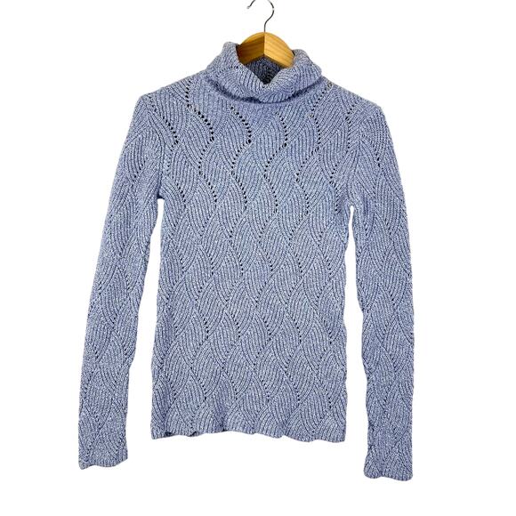 NEW Sundance Silk Cotton Blend Blue Champlain Turtleneck Textured Sweater XS - Picture 2 of 9